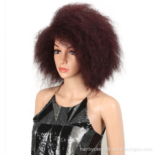 Magic Synthetic Hair 8"Inch Red Black Afro Wig Kinky Curly Wigs for African Women 100G Synthetic Natural Wigs